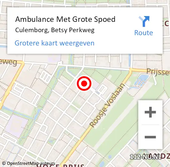 Locatie op kaart van de 112 melding: Ambulance Met Grote Spoed Naar Culemborg, Betsy Perkweg op 18 september 2020 19:18