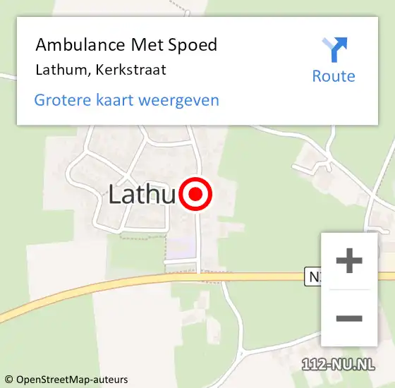 Locatie op kaart van de 112 melding: Ambulance Met Spoed Naar Lathum, Kerkstraat op 18 september 2020 19:40