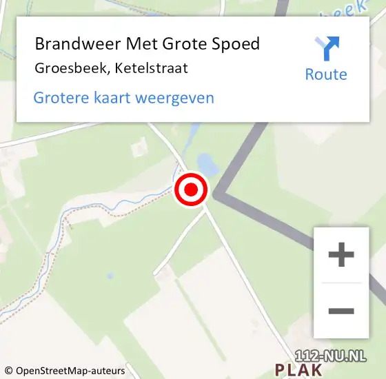 Locatie op kaart van de 112 melding: Brandweer Met Grote Spoed Naar Groesbeek, Ketelstraat op 18 september 2020 20:12