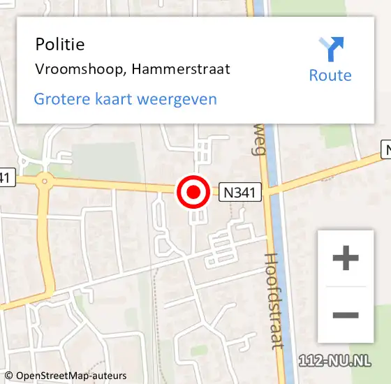 Locatie op kaart van de 112 melding: Politie Vroomshoop, Hammerstraat op 18 september 2020 22:35