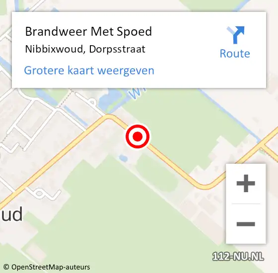 Locatie op kaart van de 112 melding: Brandweer Met Spoed Naar Nibbixwoud, Dorpsstraat op 18 september 2020 22:38