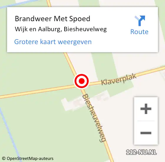 Locatie op kaart van de 112 melding: Brandweer Met Spoed Naar Wijk en Aalburg, Biesheuvelweg op 18 september 2020 22:57