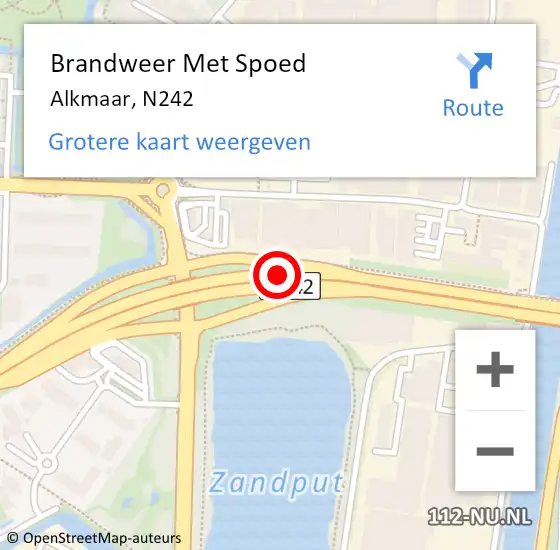 Locatie op kaart van de 112 melding: Brandweer Met Spoed Naar Alkmaar, N242 op 19 september 2020 00:22