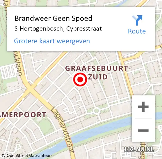 Locatie op kaart van de 112 melding: Brandweer Geen Spoed Naar S-Hertogenbosch, Cypresstraat op 19 september 2020 00:45