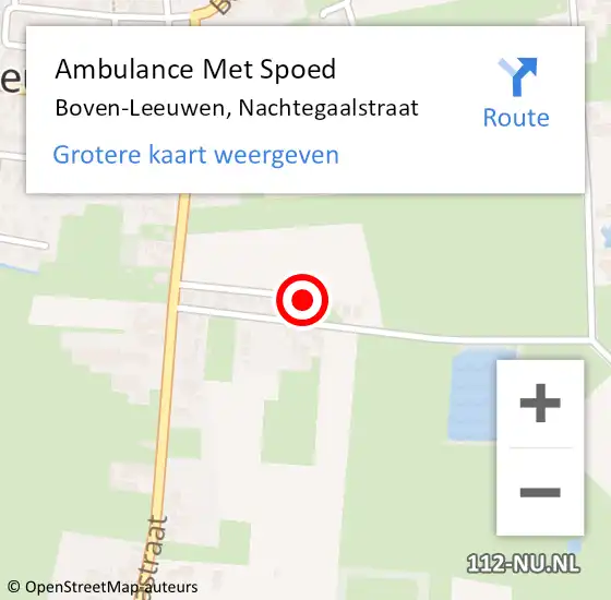 Locatie op kaart van de 112 melding: Ambulance Met Spoed Naar Boven-Leeuwen, Nachtegaalstraat op 19 september 2020 01:44