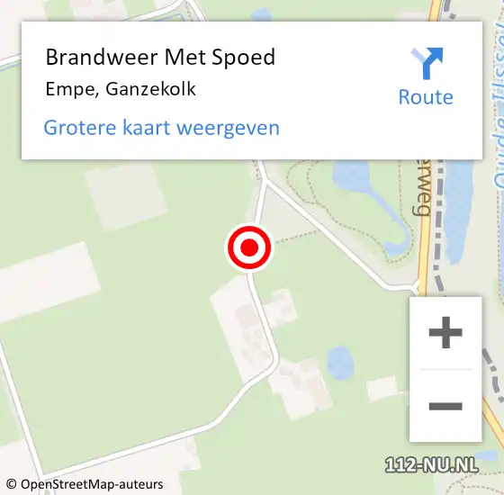 Locatie op kaart van de 112 melding: Brandweer Met Spoed Naar Empe, Ganzekolk op 19 september 2020 02:09