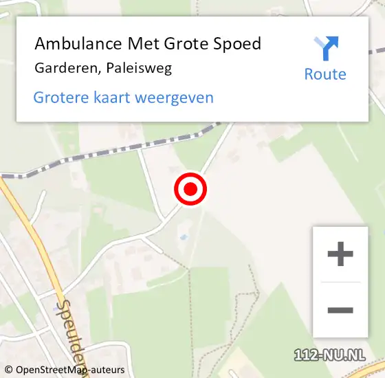 Locatie op kaart van de 112 melding: Ambulance Met Grote Spoed Naar Garderen, Paleisweg op 19 september 2020 03:35