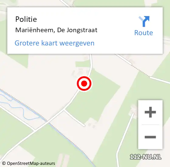 Locatie op kaart van de 112 melding: Politie Mariënheem, De Jongstraat op 19 september 2020 09:16