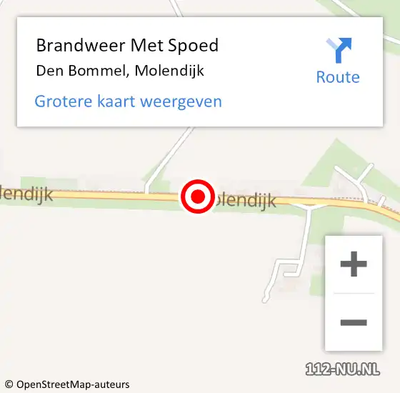 Locatie op kaart van de 112 melding: Brandweer Met Spoed Naar Den Bommel, Molendijk op 19 september 2020 12:08