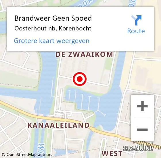 Locatie op kaart van de 112 melding: Brandweer Geen Spoed Naar Oosterhout nb, Korenbocht op 19 september 2020 12:14