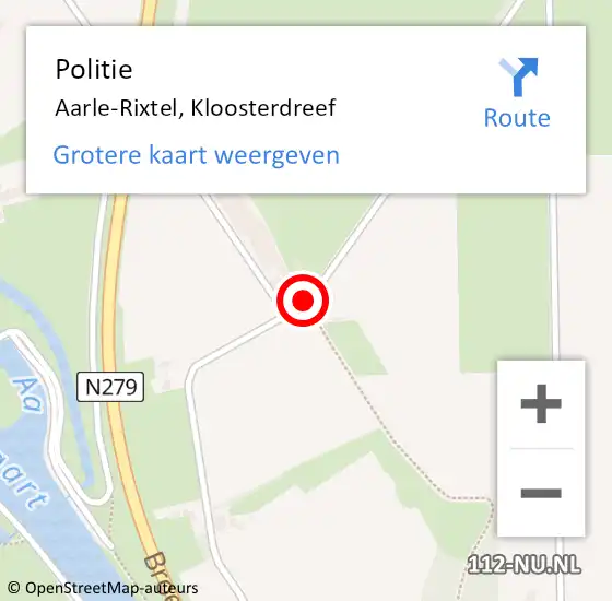 Locatie op kaart van de 112 melding: Politie Aarle-Rixtel, Kloosterdreef op 19 september 2020 12:18