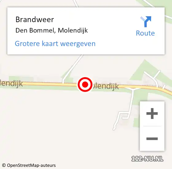 Locatie op kaart van de 112 melding: Brandweer Den Bommel, Molendijk op 19 september 2020 12:45