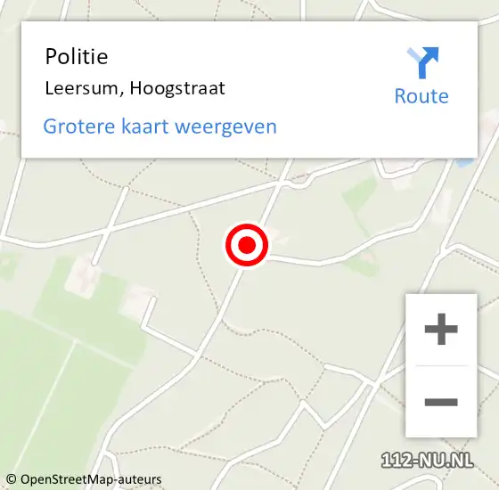 Locatie op kaart van de 112 melding: Politie Leersum, Hoogstraat op 19 september 2020 12:45