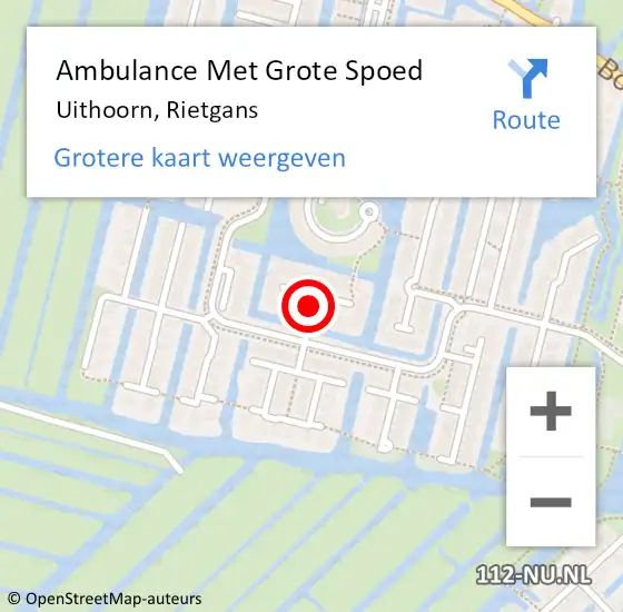 Locatie op kaart van de 112 melding: Ambulance Met Grote Spoed Naar Uithoorn, Rietgans op 19 september 2020 12:47