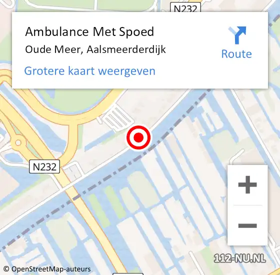 Locatie op kaart van de 112 melding: Ambulance Met Spoed Naar Oude Meer, Aalsmeerderdijk op 19 september 2020 12:53