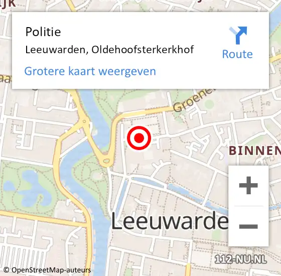 Locatie op kaart van de 112 melding: Politie Leeuwarden, Oldehoofsterkerkhof op 19 september 2020 13:00