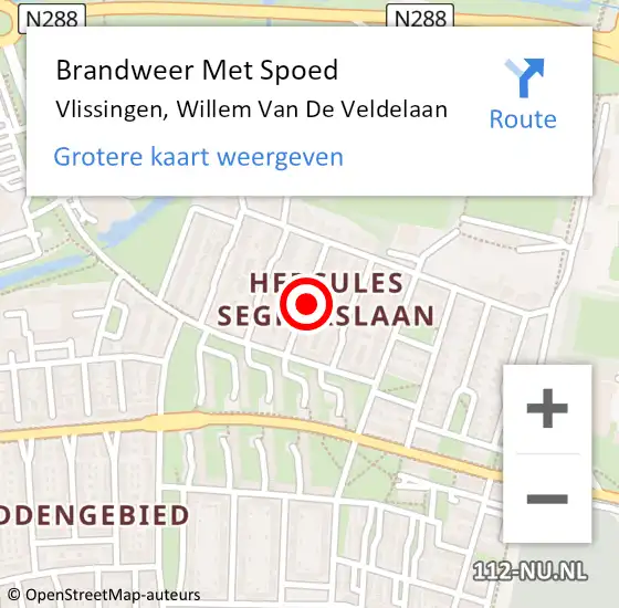 Locatie op kaart van de 112 melding: Brandweer Met Spoed Naar Vlissingen, Willem Van De Veldelaan op 19 september 2020 14:40