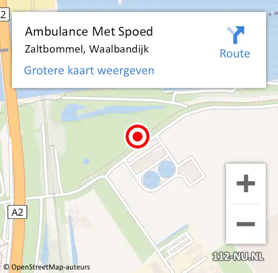 Locatie op kaart van de 112 melding: Ambulance Met Spoed Naar Zaltbommel, Waalbandijk op 19 september 2020 14:56