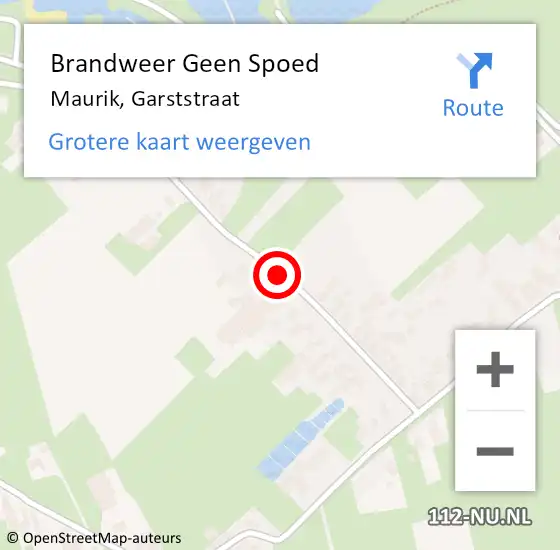 Locatie op kaart van de 112 melding: Brandweer Geen Spoed Naar Maurik, Garststraat op 19 september 2020 15:03