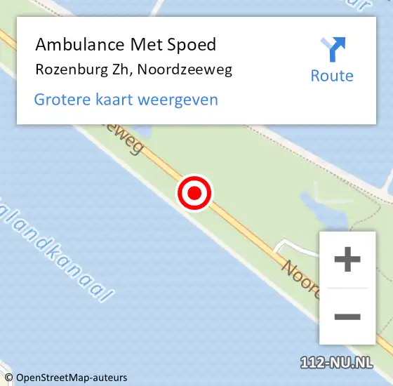 Locatie op kaart van de 112 melding: Ambulance Met Spoed Naar Rozenburg Zh, Noordzeeweg op 19 september 2020 15:18