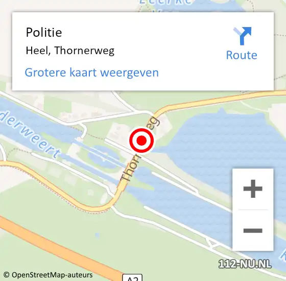 Locatie op kaart van de 112 melding: Politie Heel, Thornerweg op 19 september 2020 15:21