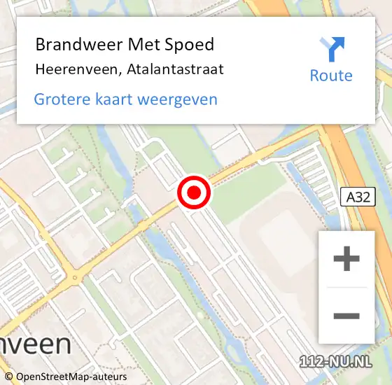 Locatie op kaart van de 112 melding: Brandweer Met Spoed Naar Heerenveen, Atalantastraat op 19 september 2020 15:29