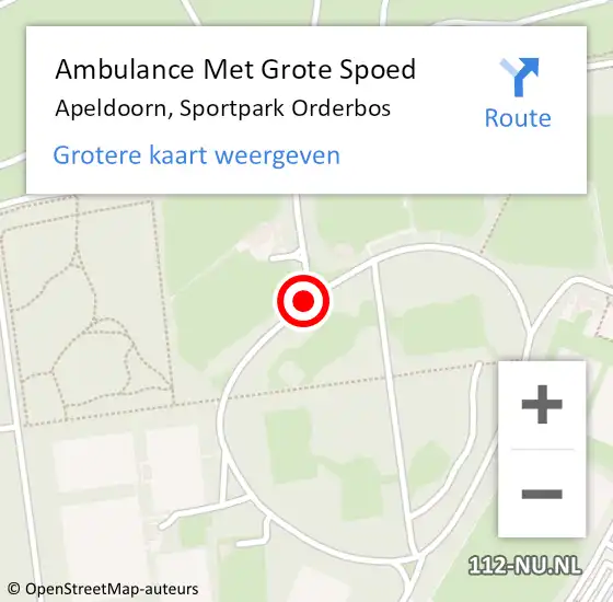 Locatie op kaart van de 112 melding: Ambulance Met Grote Spoed Naar Apeldoorn, Sportpark Orderbos op 19 september 2020 16:04