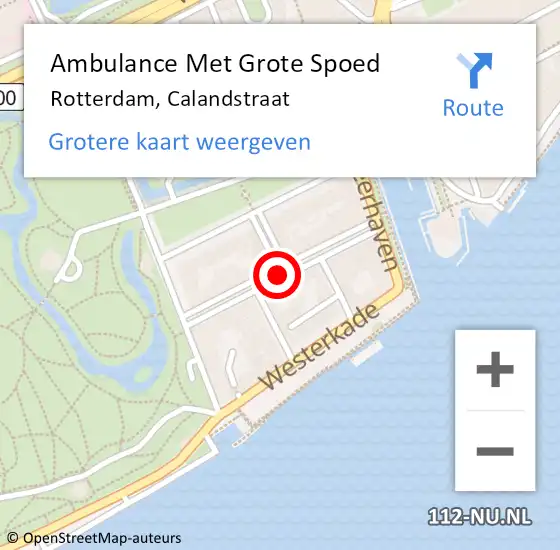 Locatie op kaart van de 112 melding: Ambulance Met Grote Spoed Naar Rotterdam, Calandstraat op 19 september 2020 16:17