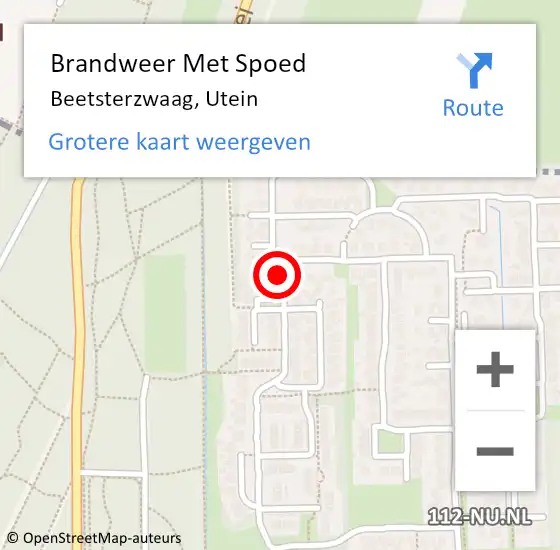 Locatie op kaart van de 112 melding: Brandweer Met Spoed Naar Beetsterzwaag, Utein op 19 september 2020 16:32