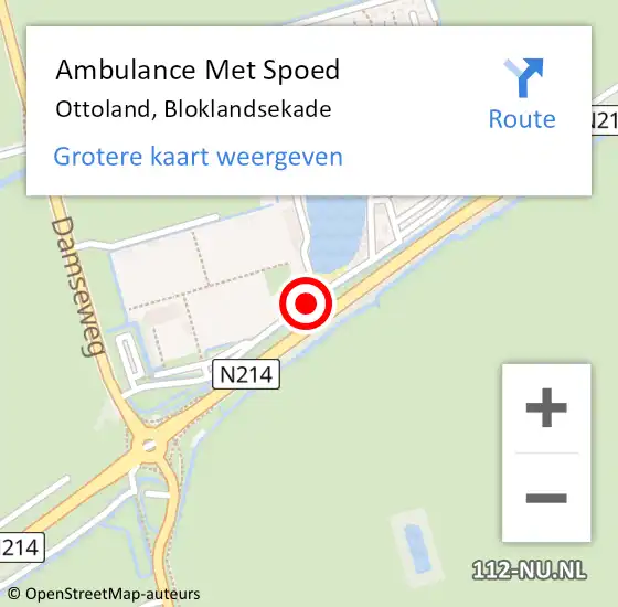 Locatie op kaart van de 112 melding: Ambulance Met Spoed Naar Ottoland, Bloklandsekade op 19 september 2020 16:33