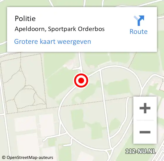 Locatie op kaart van de 112 melding: Politie Apeldoorn, Sportpark Orderbos op 19 september 2020 16:42