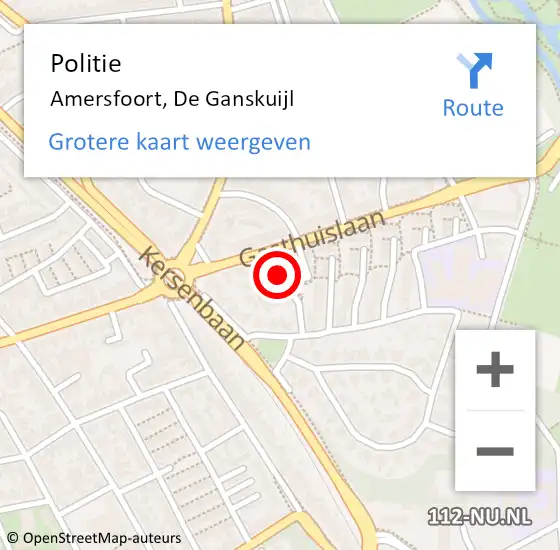 Locatie op kaart van de 112 melding: Politie Amersfoort, De Ganskuijl op 19 september 2020 16:50