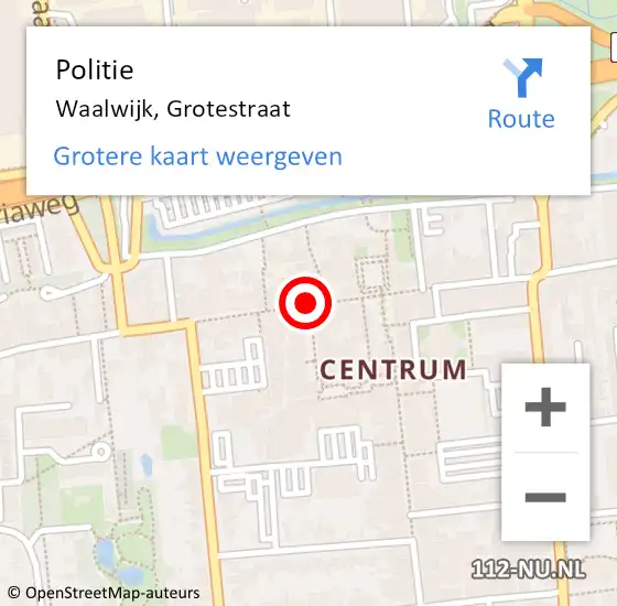 Locatie op kaart van de 112 melding: Politie Waalwijk, Grotestraat op 19 september 2020 17:44