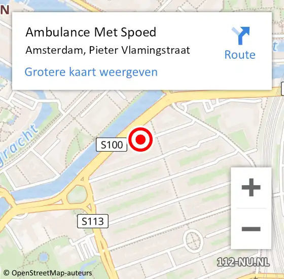 Locatie op kaart van de 112 melding: Ambulance Met Spoed Naar Amsterdam, Pieter Vlamingstraat op 19 september 2020 17:55