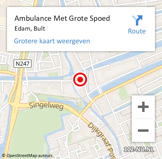 Locatie op kaart van de 112 melding: Ambulance Met Grote Spoed Naar Edam, Bult op 19 september 2020 18:08