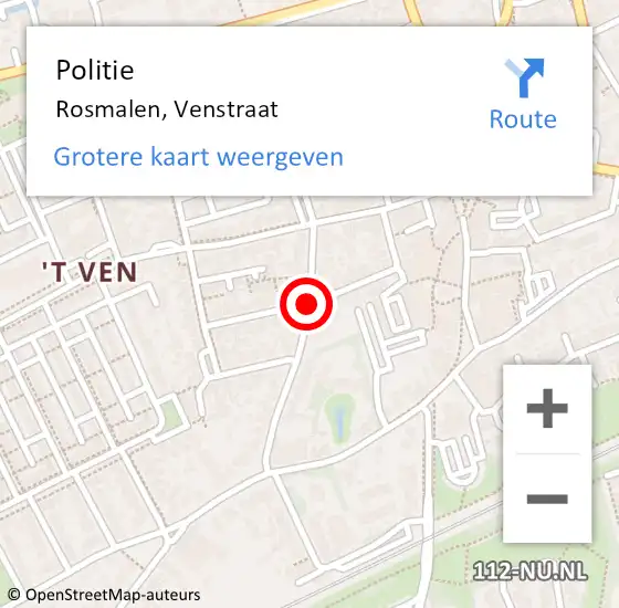 Locatie op kaart van de 112 melding: Politie Rosmalen, Venstraat op 19 september 2020 18:17