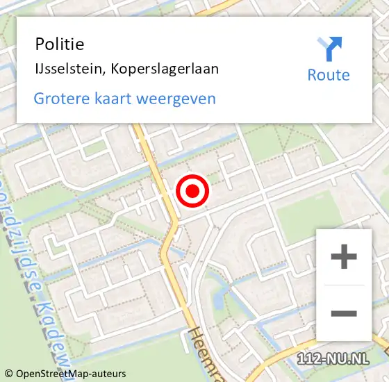 Locatie op kaart van de 112 melding: Politie IJsselstein, Koperslagerlaan op 19 september 2020 18:21