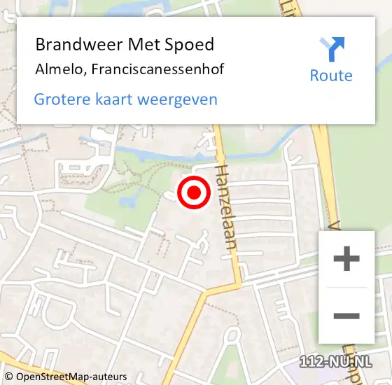 Locatie op kaart van de 112 melding: Brandweer Met Spoed Naar Almelo, Franciscanessenhof op 19 september 2020 18:39