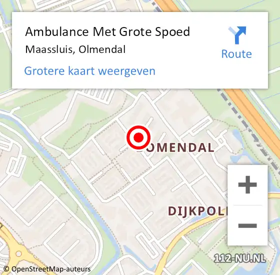 Locatie op kaart van de 112 melding: Ambulance Met Grote Spoed Naar Maassluis, Olmendal op 19 september 2020 18:42