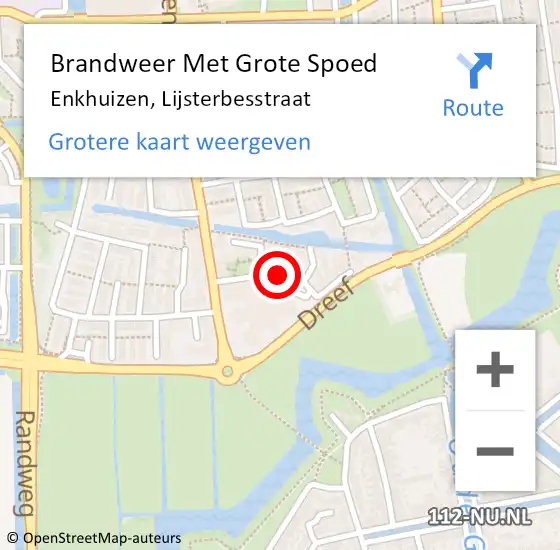 Locatie op kaart van de 112 melding: Brandweer Met Grote Spoed Naar Enkhuizen, Lijsterbesstraat op 19 september 2020 19:51