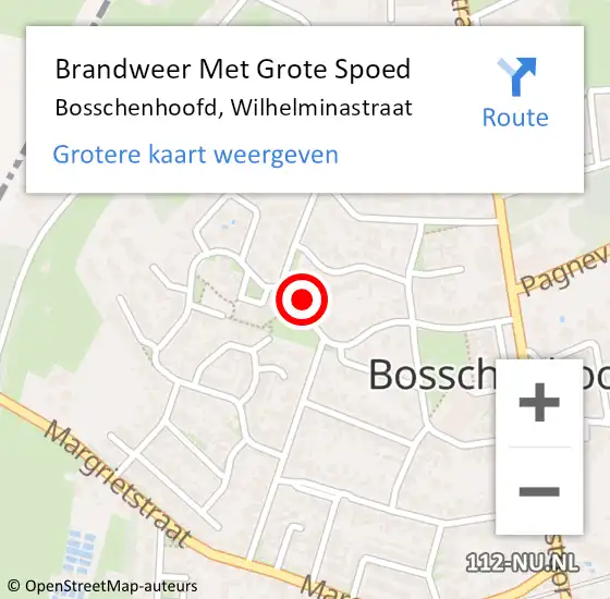 Locatie op kaart van de 112 melding: Brandweer Met Grote Spoed Naar Bosschenhoofd, Wilhelminastraat op 19 mei 2014 14:55