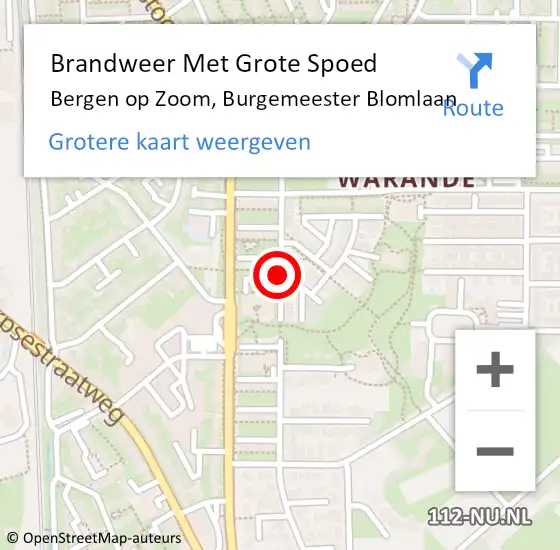 Locatie op kaart van de 112 melding: Brandweer Met Grote Spoed Naar Bergen op Zoom, Burgemeester Blomlaan op 19 september 2020 20:48