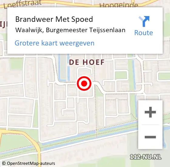 Locatie op kaart van de 112 melding: Brandweer Met Spoed Naar Waalwijk, Burgemeester Teijssenlaan op 19 september 2020 23:46
