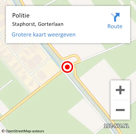 Locatie op kaart van de 112 melding: Politie Staphorst, Gorterlaan op 20 september 2020 00:57