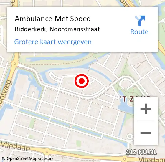 Locatie op kaart van de 112 melding: Ambulance Met Spoed Naar Ridderkerk, Noordmansstraat op 20 september 2020 03:00