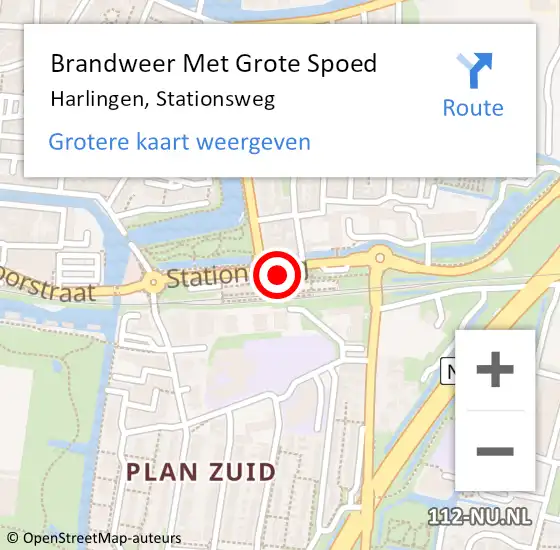 Locatie op kaart van de 112 melding: Brandweer Met Grote Spoed Naar Harlingen, Stationsweg op 20 september 2020 03:37