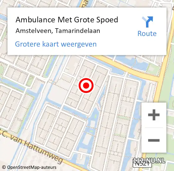 Locatie op kaart van de 112 melding: Ambulance Met Grote Spoed Naar Amstelveen, Tamarindelaan op 20 september 2020 04:47