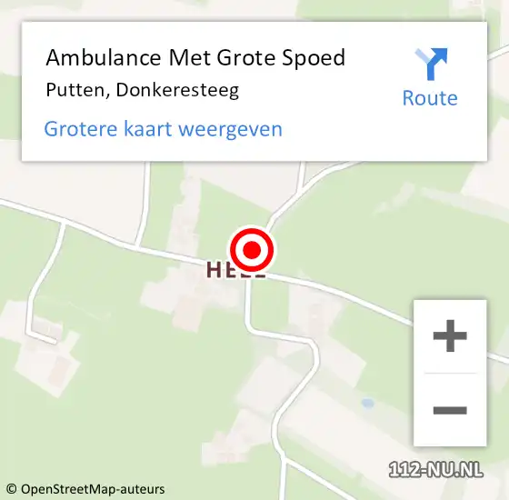Locatie op kaart van de 112 melding: Ambulance Met Grote Spoed Naar Putten, Donkeresteeg op 20 september 2020 09:46