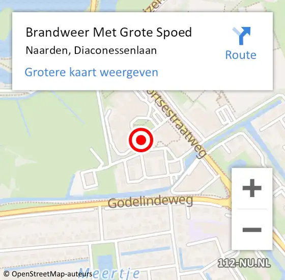 Locatie op kaart van de 112 melding: Brandweer Met Grote Spoed Naar Naarden, Diaconessenlaan op 20 september 2020 10:18