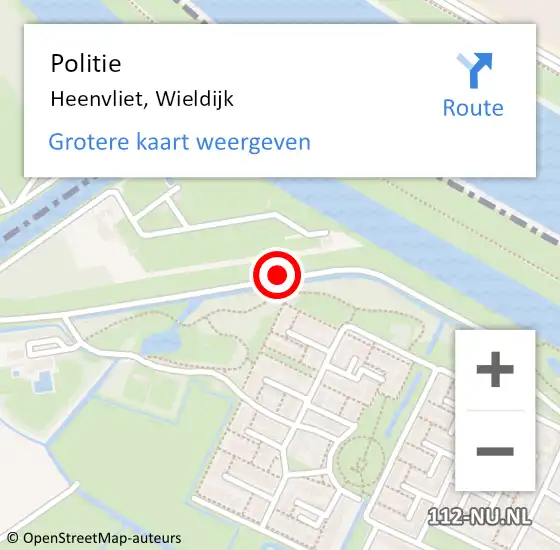 Locatie op kaart van de 112 melding: Politie Heenvliet, Wieldijk op 20 september 2020 10:24